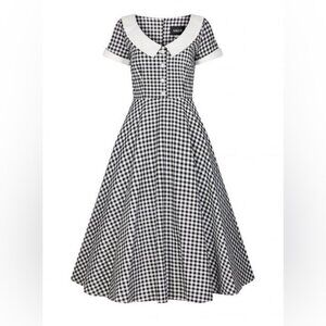 Collectif London Sz S Madeline Gingham Swing Pin Up 50s Midi Dress